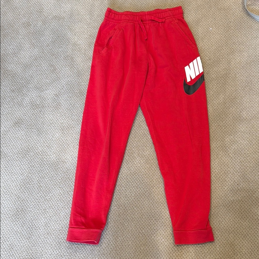Nike Red Sweatpants with Iconic Logo